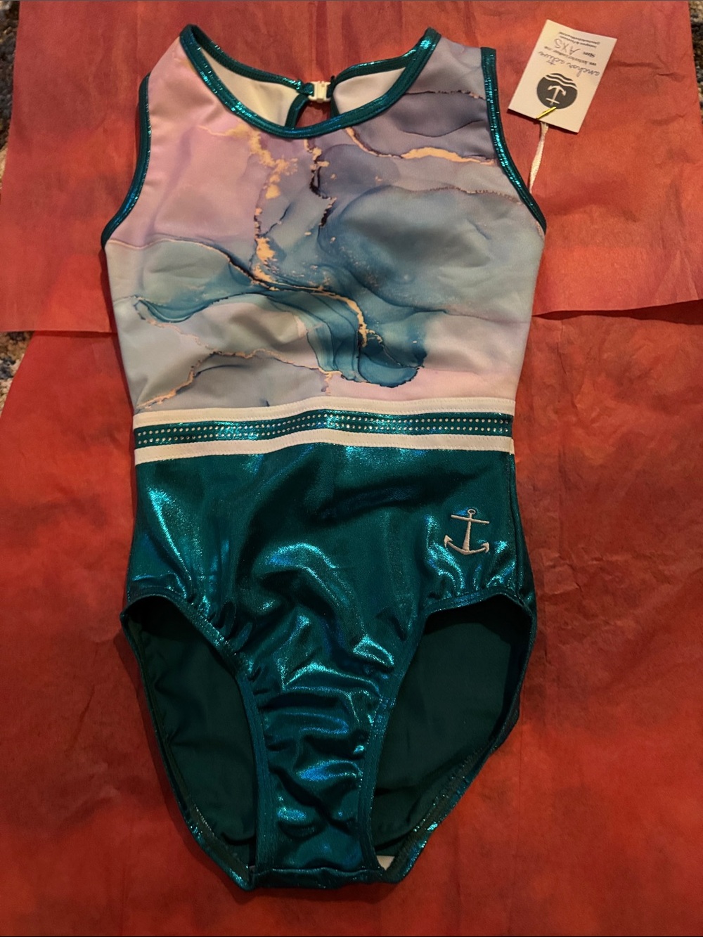 Sky Blue & Teal Anchor Kids Leotard by (unknown)